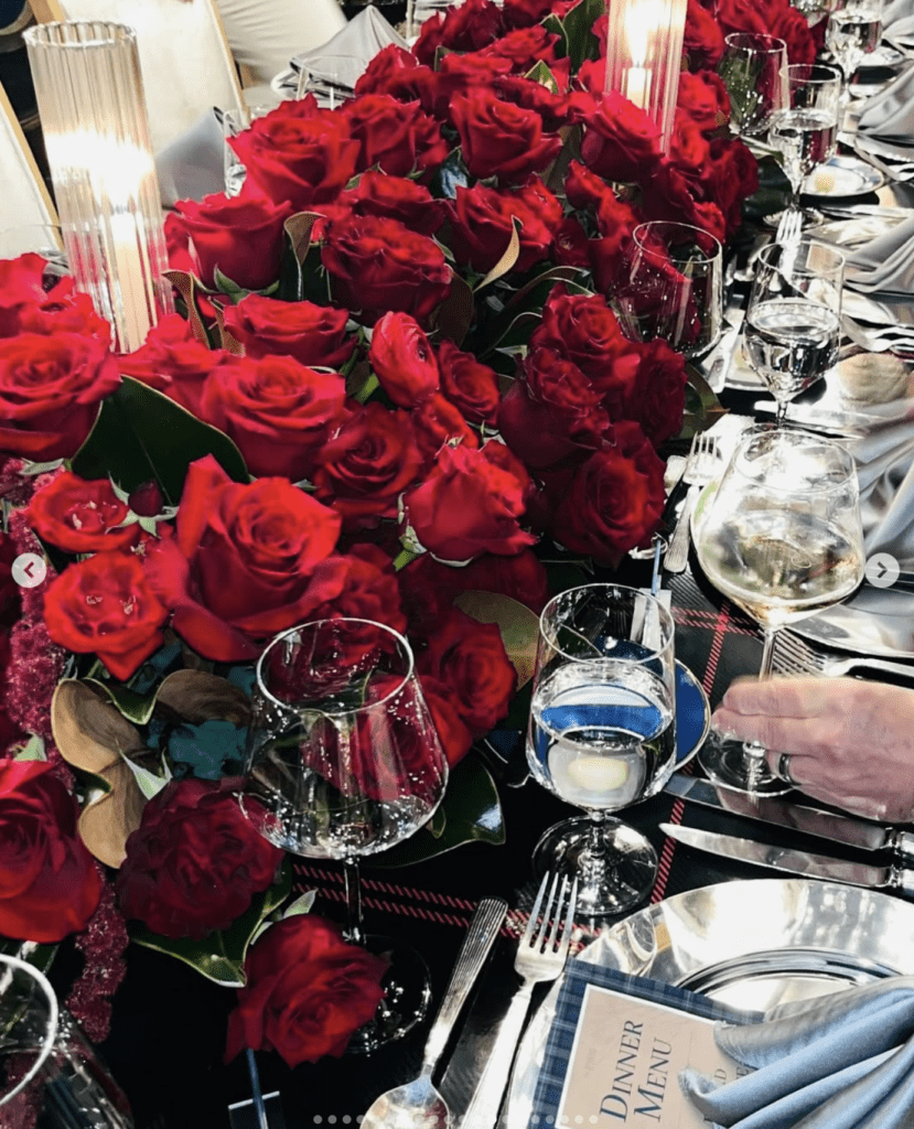 Red roses an homage to Ralph Lauren at Pete Bell's 55th birthday. (Instagram photo)